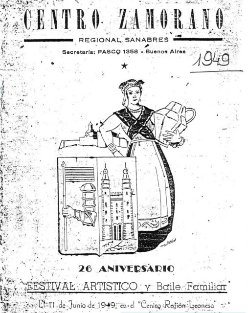 Portada de la revista del 26 aniversario del Centro Zamorano Regional Sanabrés de Buenos Aires, 1949.