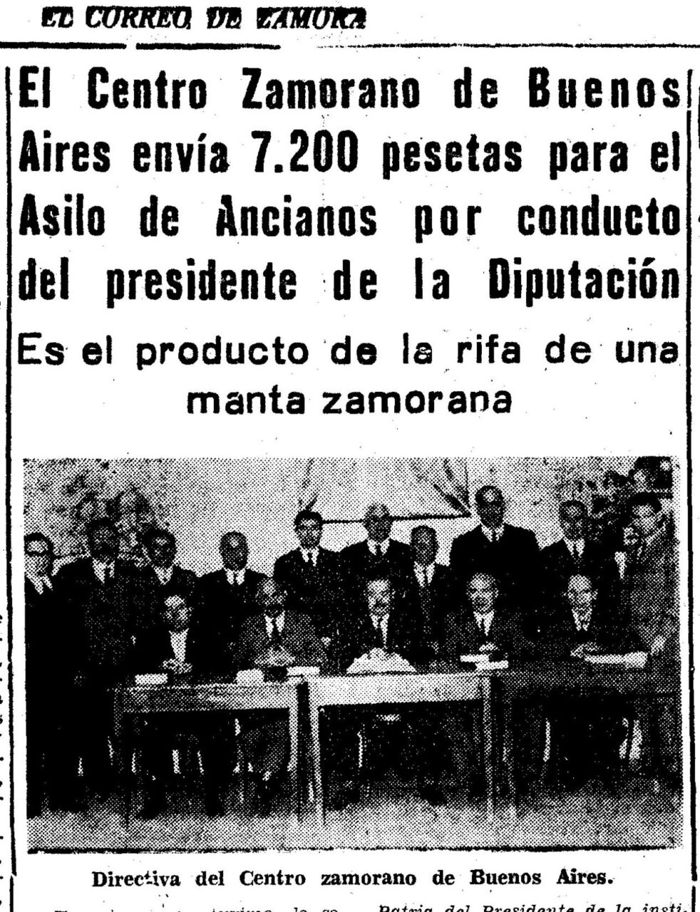 Ayuda del Centro Zamorano de Buenos Aires para la construcción de un asilo de ancianos en Zamora, 1964