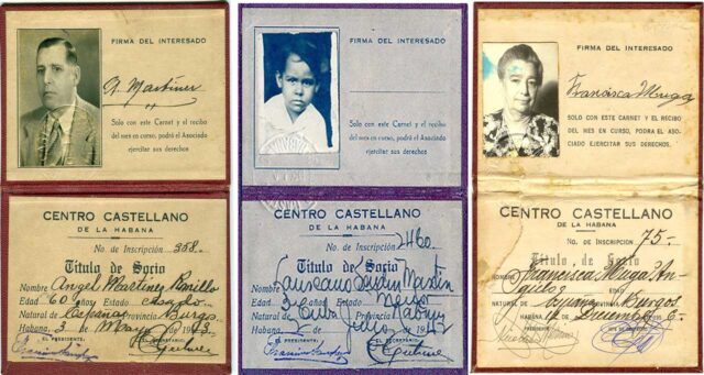 Carnets de socios del Centro Castellano de La Habana (Cuba), años 40 y 50