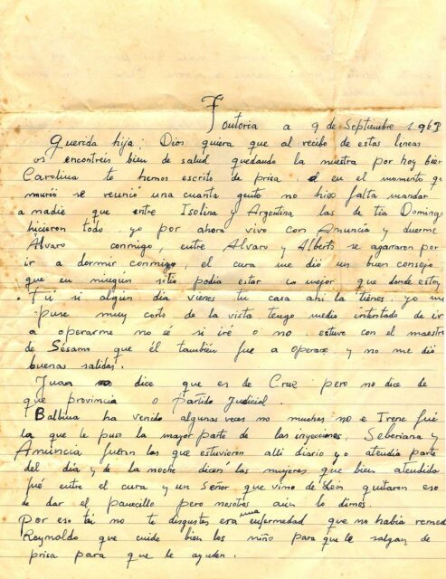 Carta familiar, Fontoria, León, España, 1963.