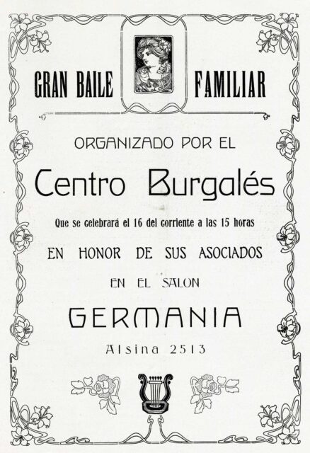 Programa de Baile en el Centro Burgalés de Buenos Aires (Argentina), 1926. Archivo Municipal de Burgos, AMBu, Biblioteca Auxiliar
