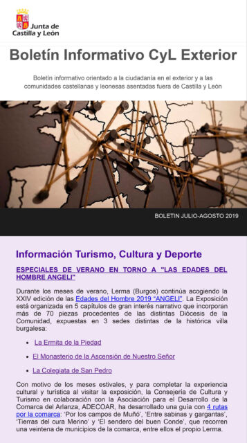 Boletín Informativo CyL Exterior, Julio-Agosto, 2019.