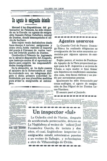 Anuncios de enganchadores publicados en el Diario de León, jueves 1 de octubre de 1908